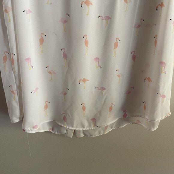 Torrid Women 3X Flamingo Print Abbey Georgette Button Back Short Sleeve Blouse - Picture 3 of 10